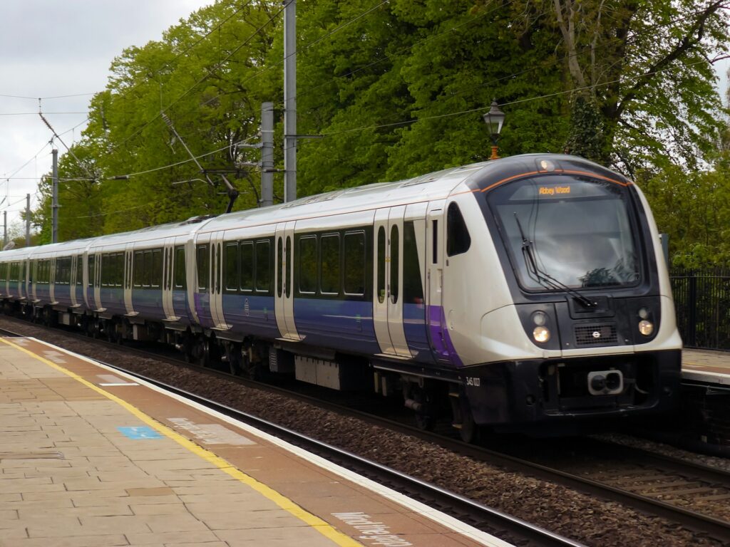 A train waiting at a platform