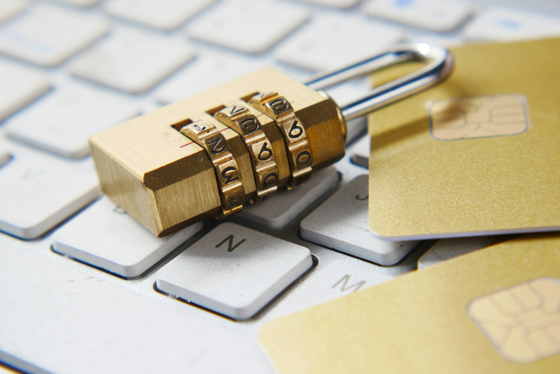 A padlock on a keyboard