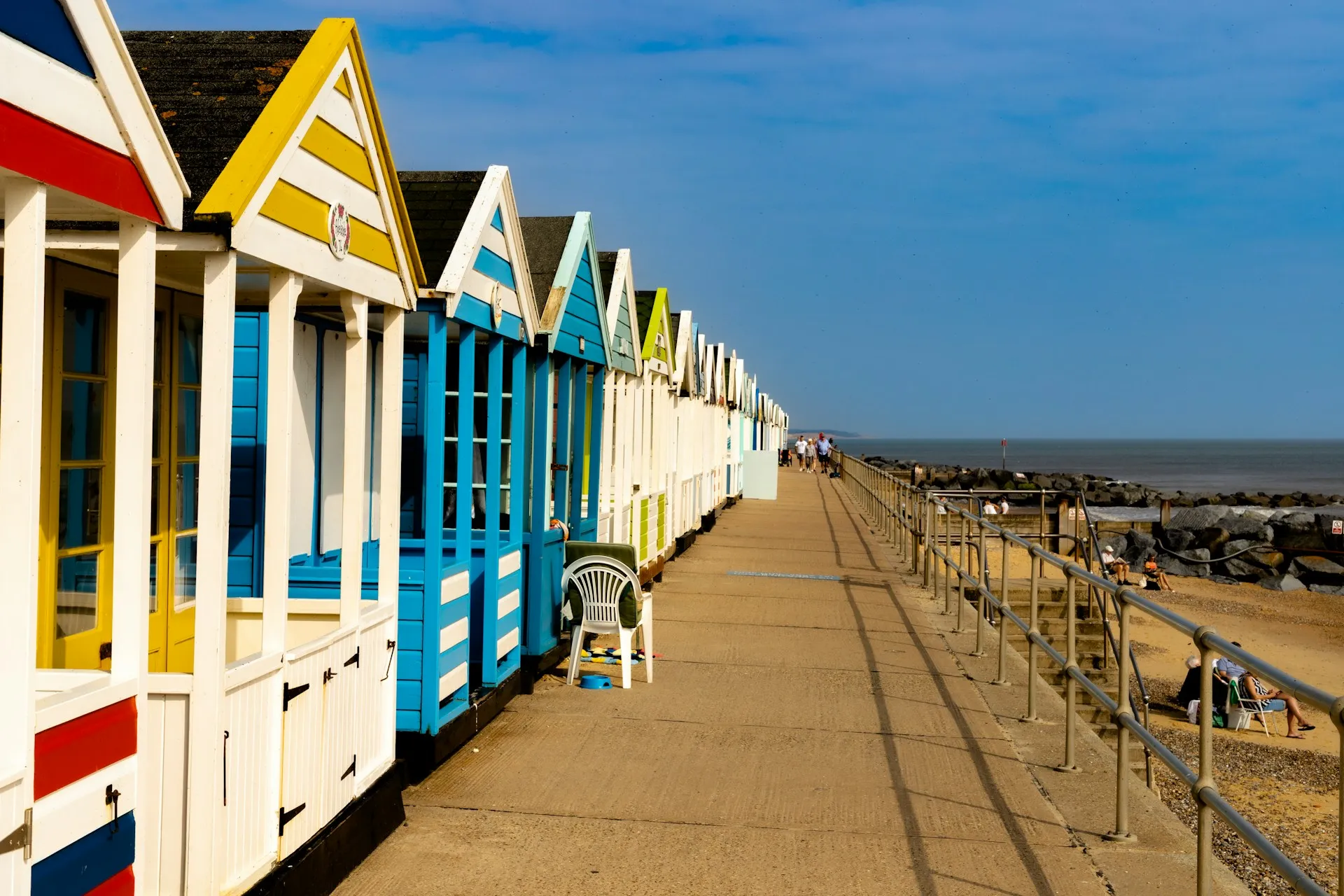 A row of British beach houses